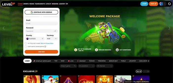 LevelUp Online Casino Australia