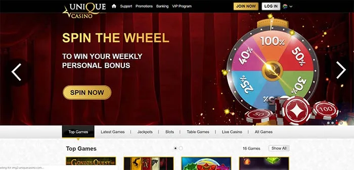 Unique Casino - $10 Deposit Casino
